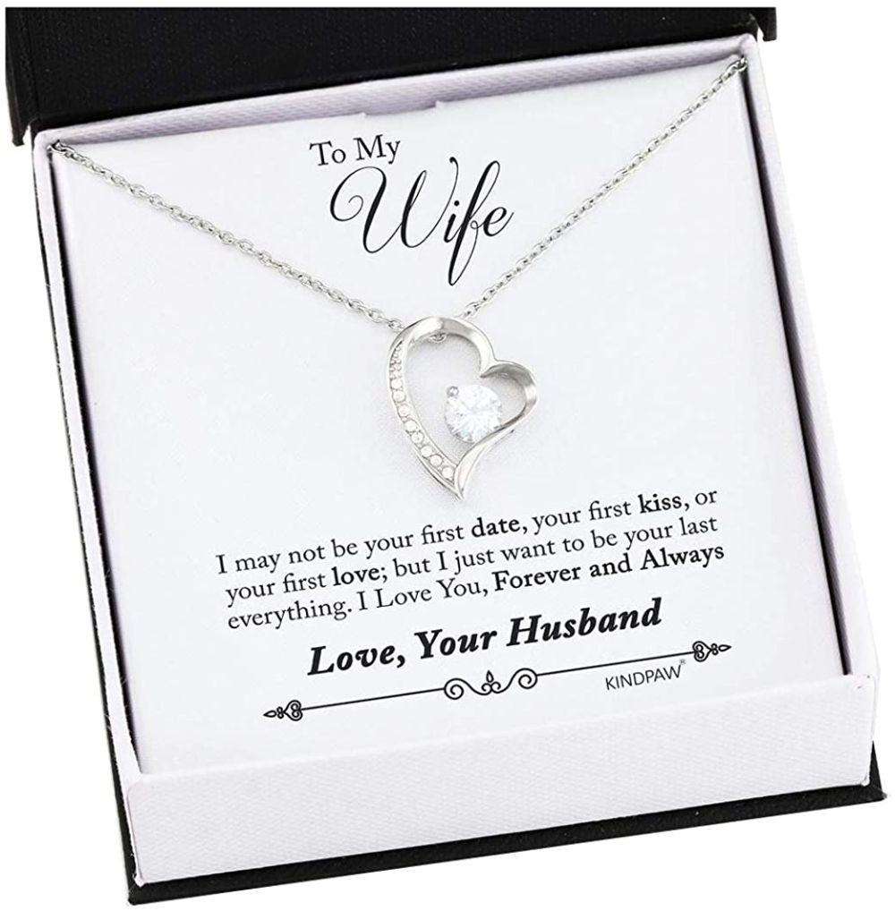 Wife Necklace, Necklace Gift For Wife “ I May Not Be Your First Date, Your First Kiss For Karwa Chauth Rakva