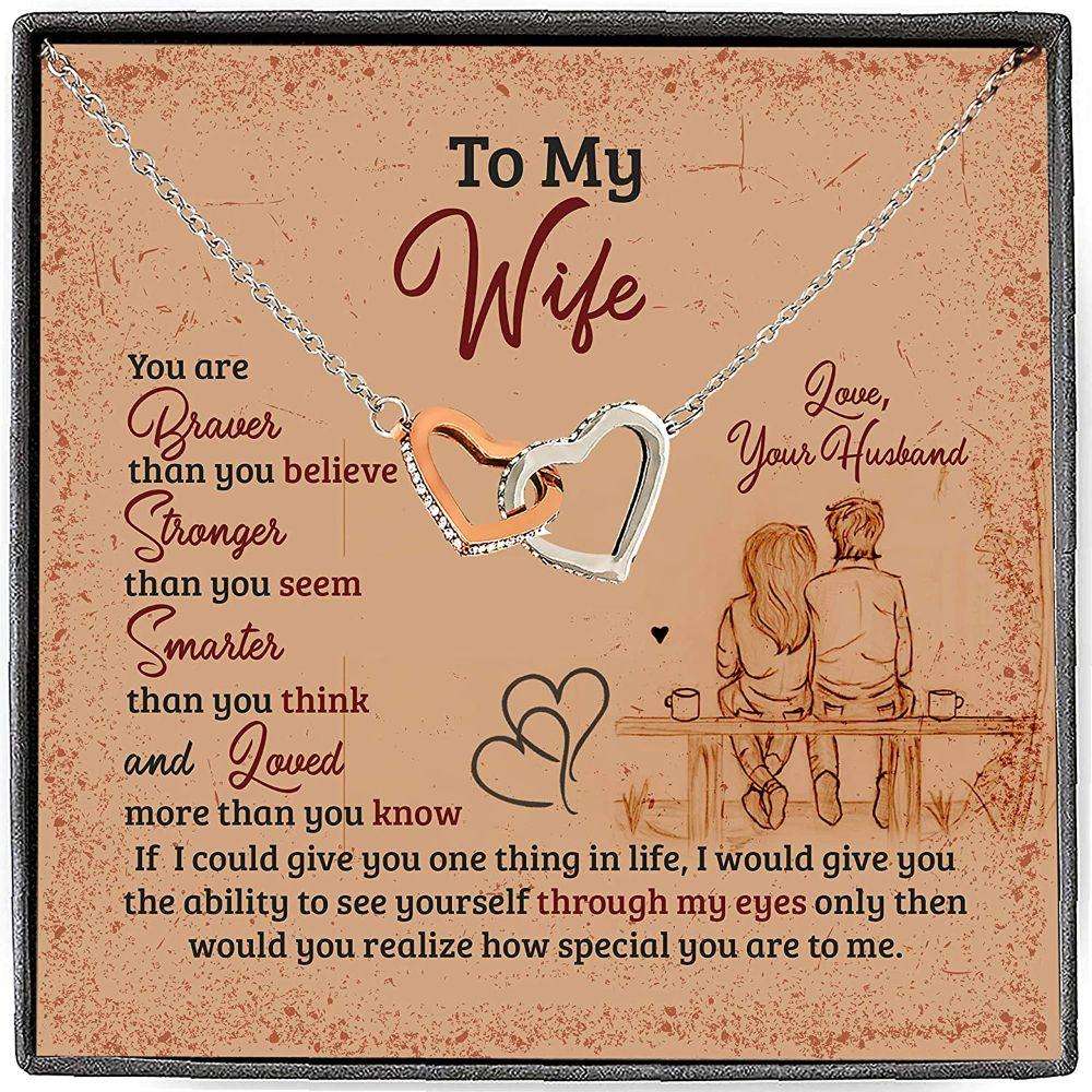 Wife Necklace, Necklace Gift To My Wife You Are Loved More Than You Know For Karwa Chauth Rakva