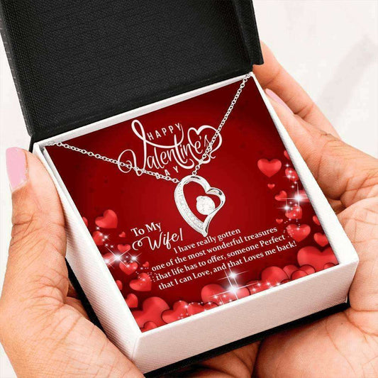 Wife Necklace, Necklace Heart Pendant Valentines Gift For Wife Jewelry “ Most Wonderful Treasure! For Karwa Chauth Rakva