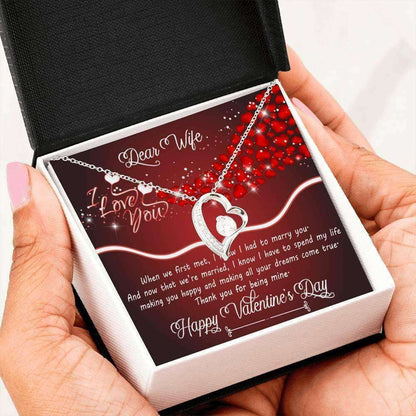 Wife Necklace, Necklace Heart Pendant Valentines Gift To My Wife “ Thank You For Being Mine For Karwa Chauth Rakva