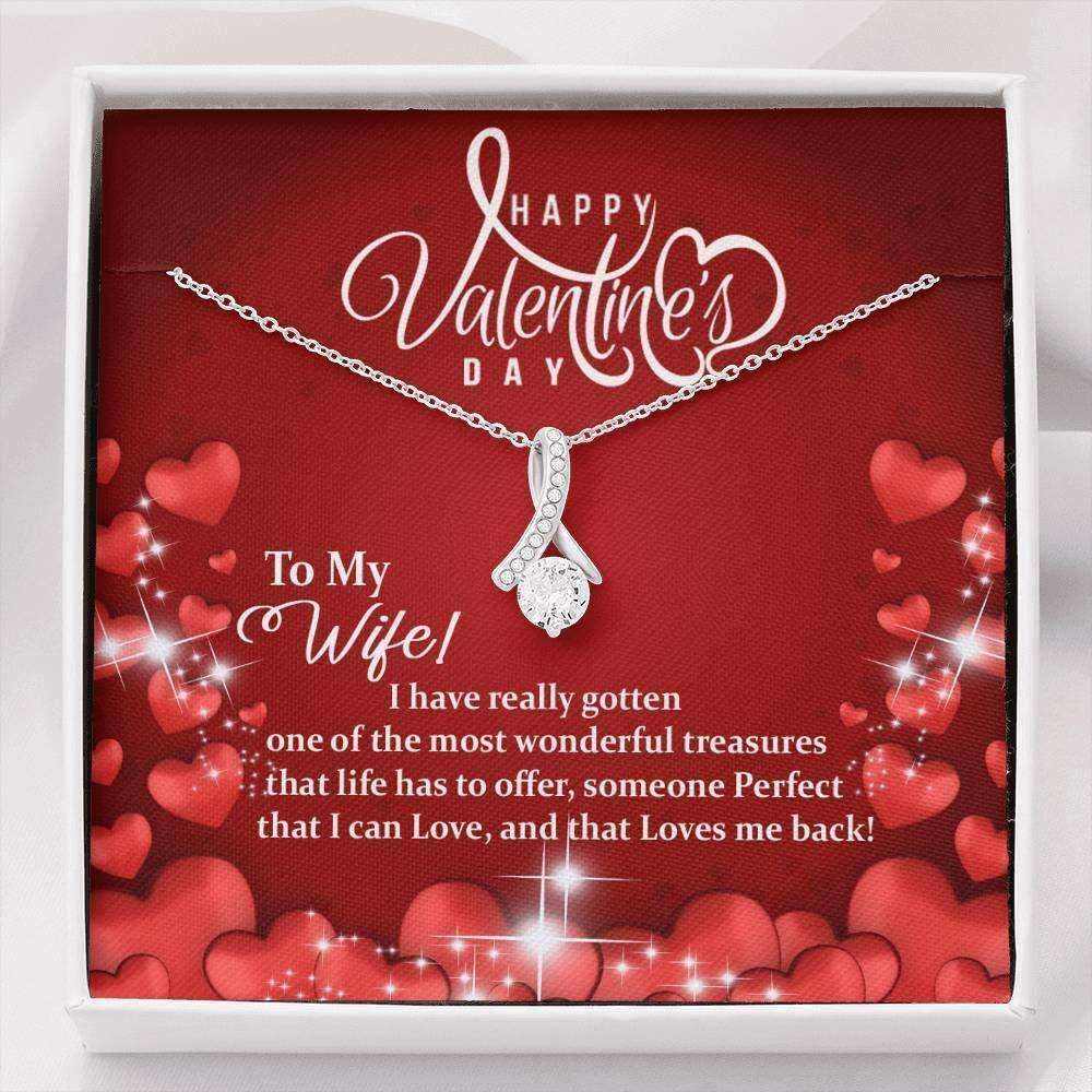 Wife Necklace, Necklace Pendant Cubic Zirconia Valentines Gift For Wife “ Most Wonderful Treasure For Karwa Chauth Rakva