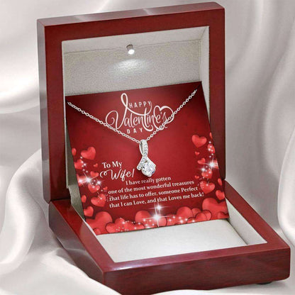 Wife Necklace, Necklace Pendant Cubic Zirconia Valentines Gift For Wife “ Most Wonderful Treasure For Karwa Chauth Rakva