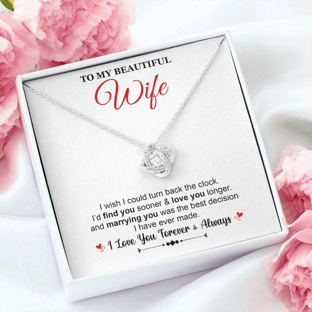 Wife Necklace, Necklace To My Beautiful Wife Gift From Loving Husband Wish I Could Turn Back The Clock For Karwa Chauth Rakva