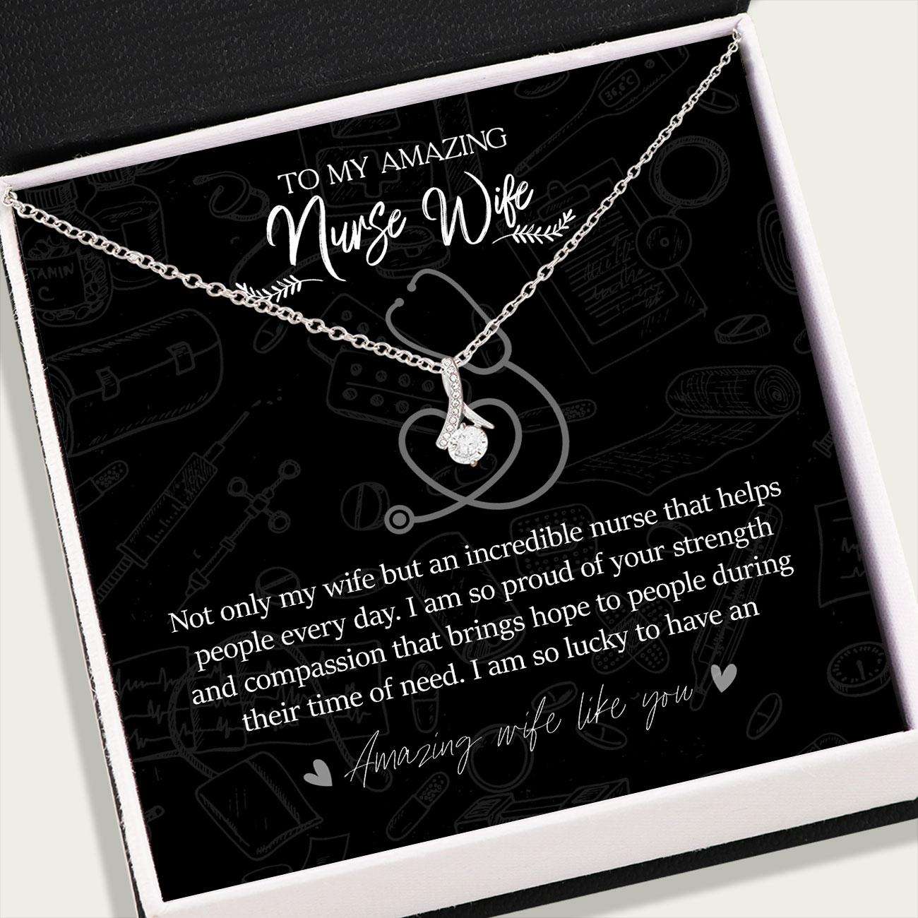 Wife Necklace, Nurse Gifts “ To My Amazing Nurse Wife Necklace “ Alluring Beauty Necklace “ Jewelry For Wife Nurse For Karwa Chauth Rakva