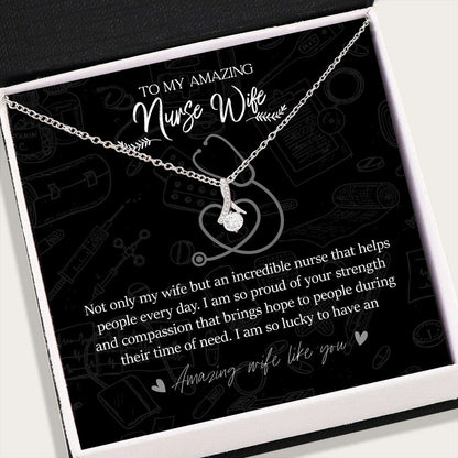 Wife Necklace, Nurse Gifts “ To My Amazing Nurse Wife Necklace “ Alluring Beauty Necklace “ Jewelry For Wife Nurse For Karwa Chauth Rakva