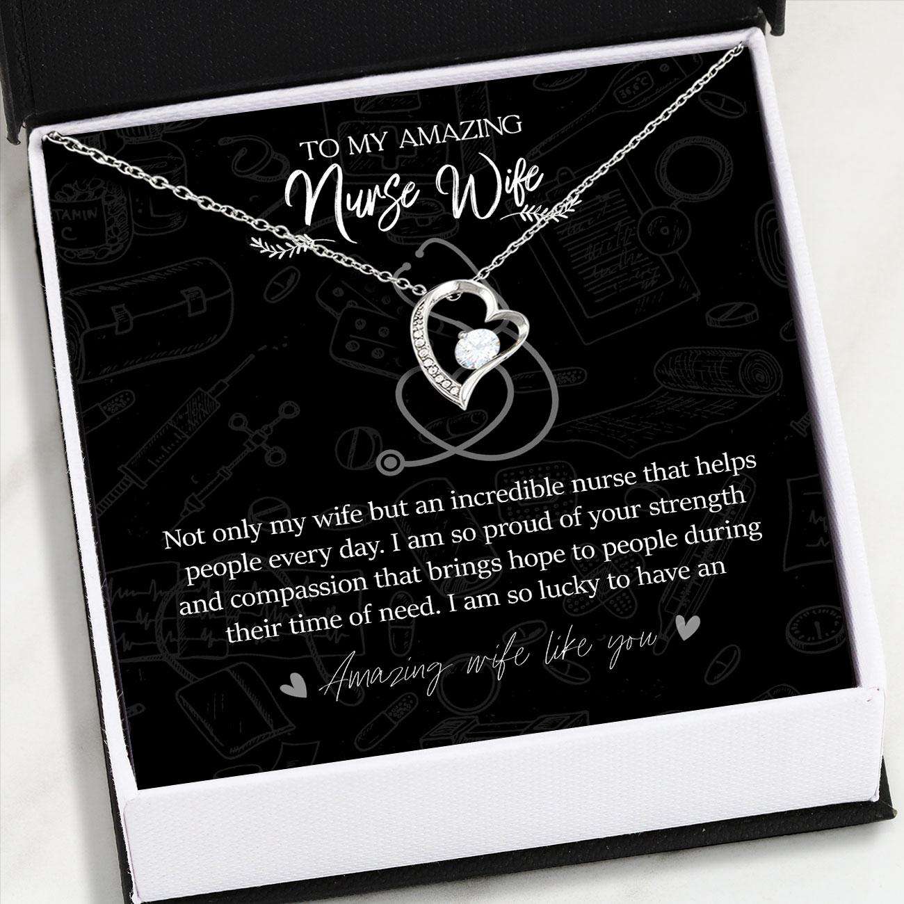 Wife Necklace, Nurse Gifts “ To My Amazing Nurse Wife Necklace “ Forever Love Necklace “ Jewelry For Wife Nurse For Karwa Chauth Rakva