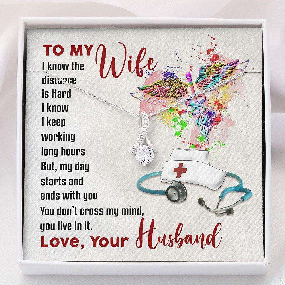 Wife Necklace, Nurse Wife “ Necklace Gifts For Her “ Necklace With Gift Box For Birthday Christmas For Karwa Chauth Rakva