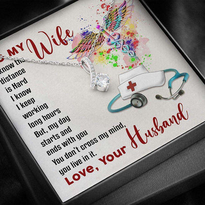 Wife Necklace, Nurse Wife “ Necklace Gifts For Her “ Necklace With Gift Box For Birthday Christmas For Karwa Chauth Rakva