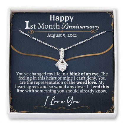 Wife Necklace, Personalized 1 Month Anniversary Necklace, One Month Dating Anniversary, 1 Month Wedding Anniversary Necklace Girlfriend For Karwa Chauth Rakva