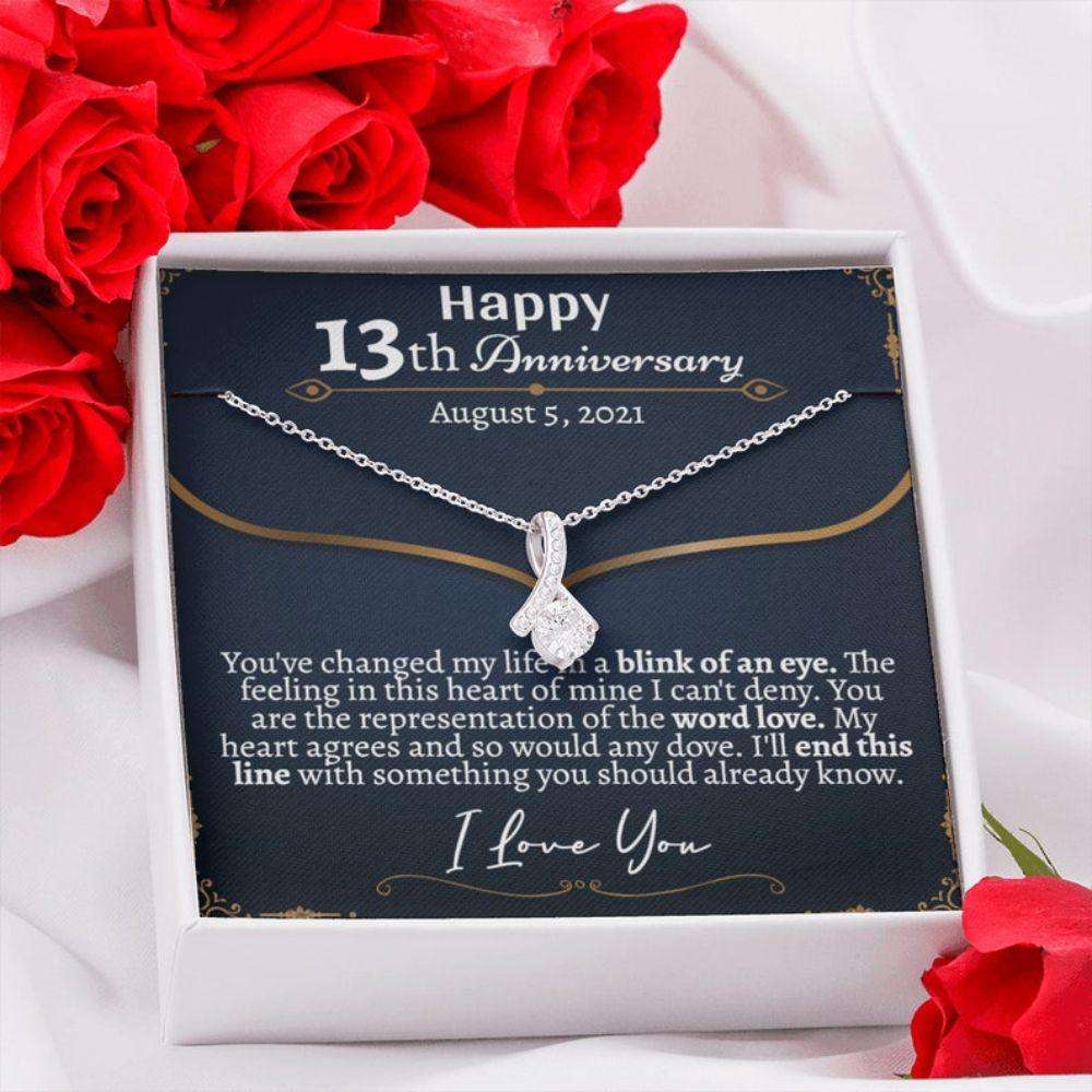 Wife Necklace, Personalized 13 Year Anniversary Gift, 13Th Wedding Anniversary Necklace For Wife Gift, 13Th Year Wedding Anniversary For Karwa Chauth Rakva