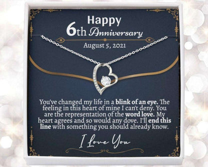 Wife Necklace, Personalized 6Th Wedding Anniversary Necklace, 6 Year Wedding Anniversary For Her, Sixth Year Anniversary Necklace For Wife For Karwa Chauth Rakva