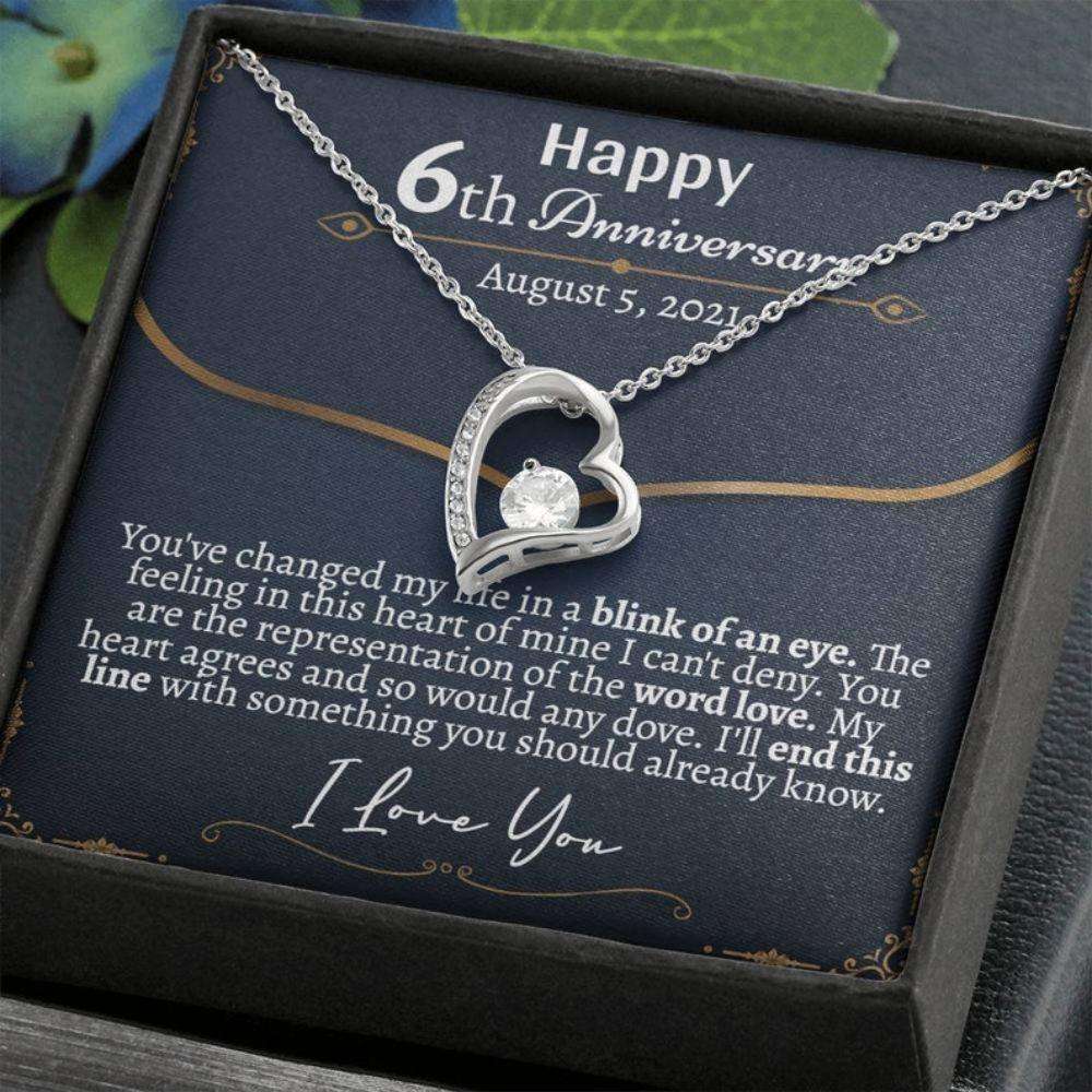 Wife Necklace, Personalized 6Th Wedding Anniversary Necklace, 6 Year Wedding Anniversary For Her, Sixth Year Anniversary Necklace For Wife For Karwa Chauth Rakva