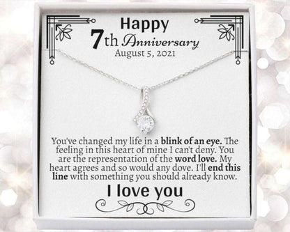 Wife Necklace, Personalized 7 Year Anniversary Necklaces For Wife, 7Th Year Wedding Anniversary, Copper Seventh Year Anniversary Necklace For Her For Karwa Chauth Rakva