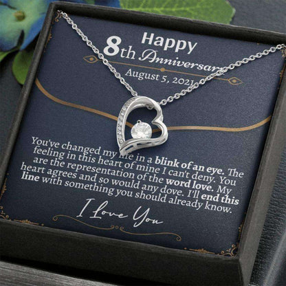 Wife Necklace, Personalized 8 Year Anniversary Necklace For Her, 8 Year Wedding Anniversary For Wife, Eighth Year Anniversary Necklace For Her For Karwa Chauth Rakva