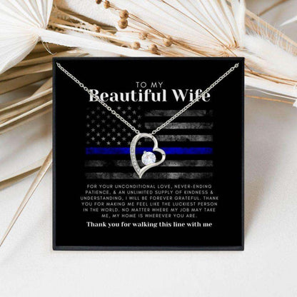 Wife Necklace, Police Wife Gift Necklace, Law Enforcement Wife Present, Christmas Necklace For Sheriff’S Or Leo Wife For Karwa Chauth Rakva