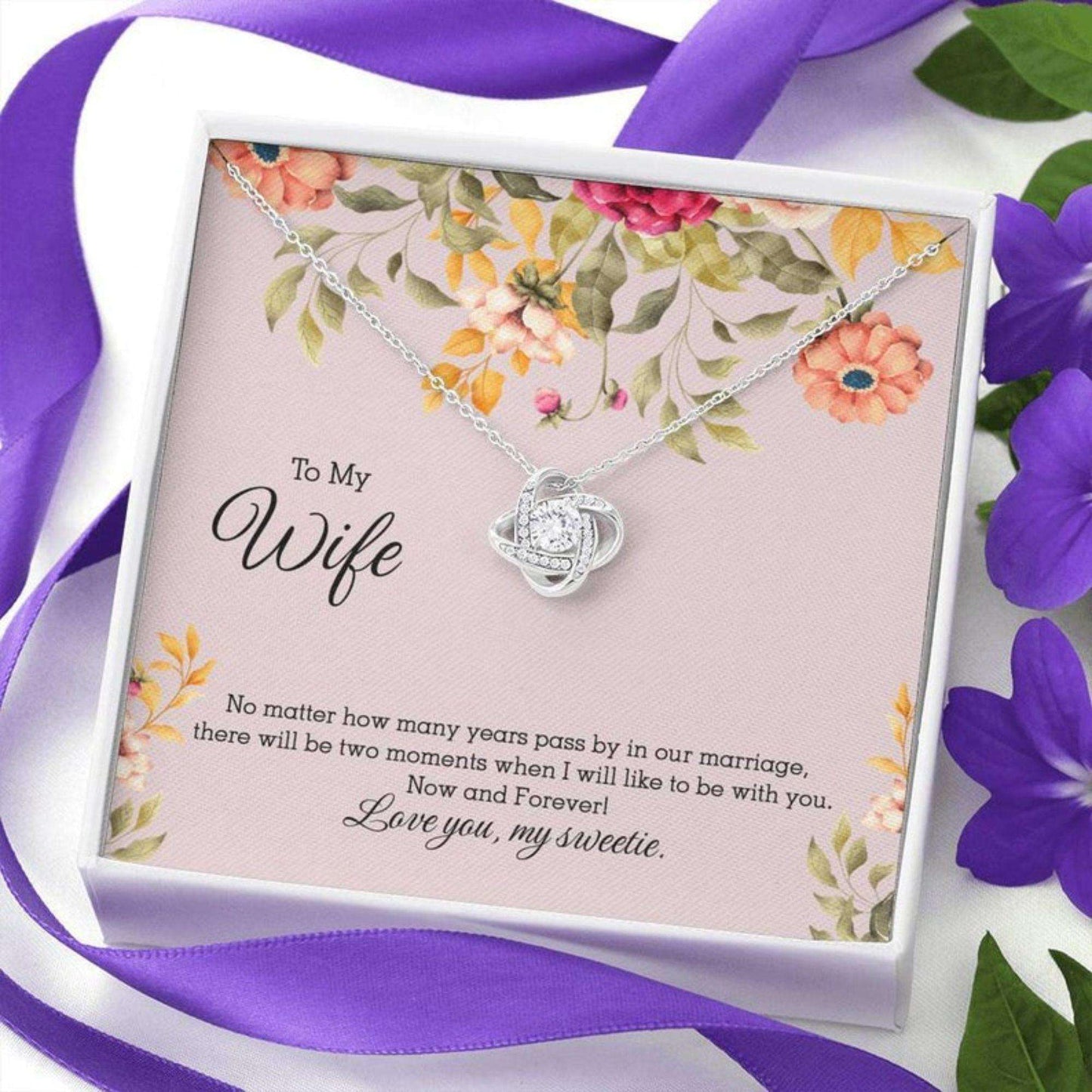 Wife Necklace, Presents For Wife “ Valentines Day Necklace For Her “ Necklaces With Message Card For Karwa Chauth Rakva