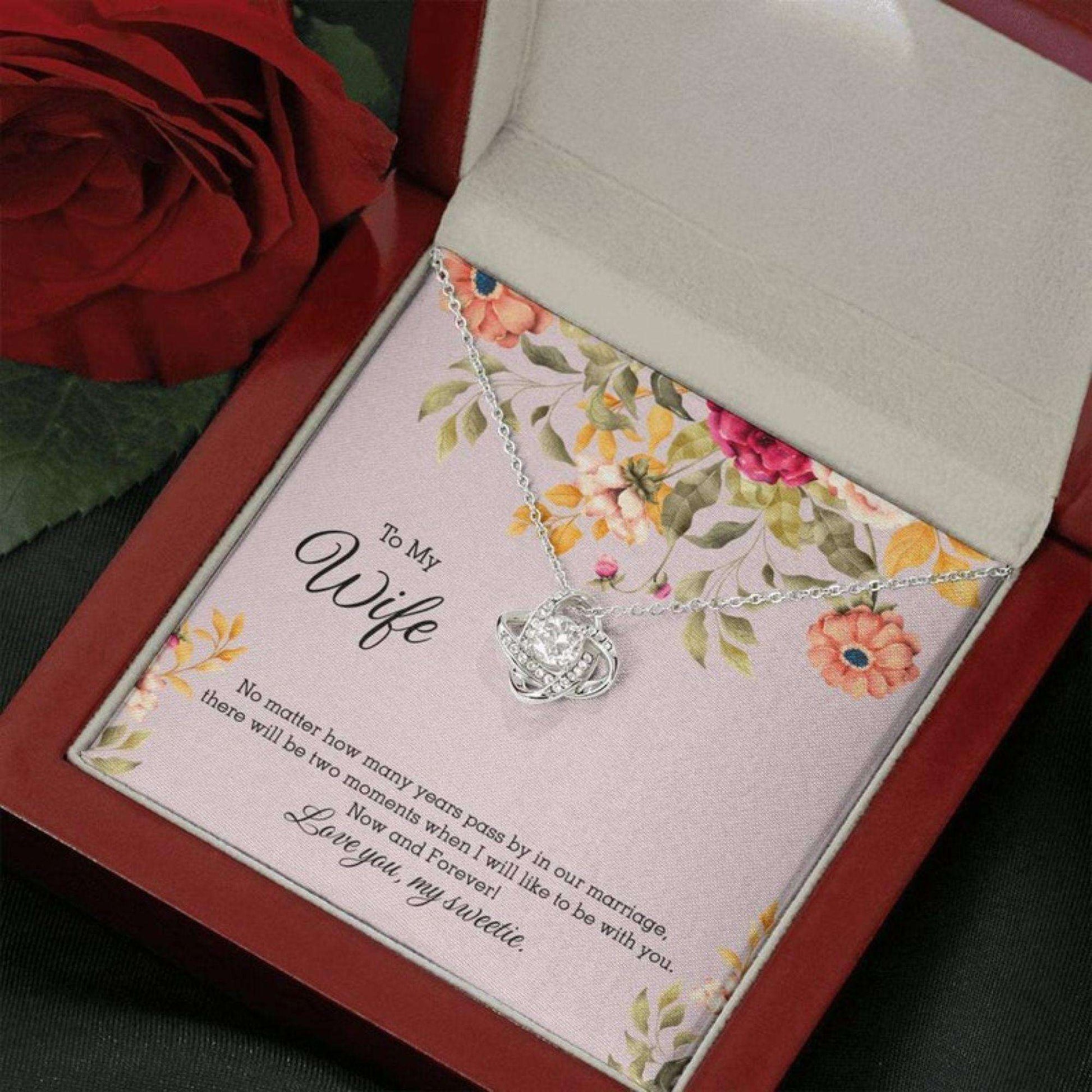 Wife Necklace, Presents For Wife “ Valentines Day Necklace For Her “ Necklaces With Message Card For Karwa Chauth Rakva