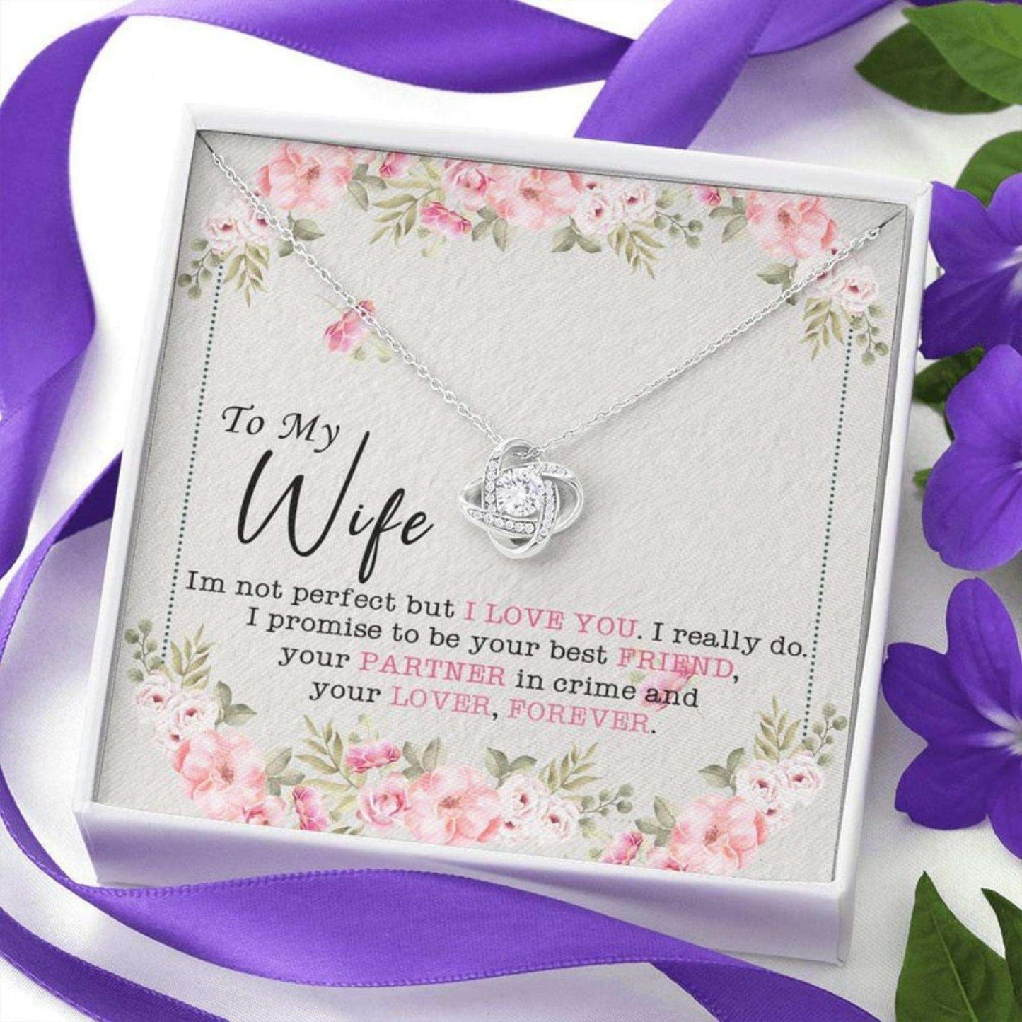 Wife Necklace, Presents Gifts For Wife “ Valentines Day Necklace For Her “ Necklace Gift With Message Card For Karwa Chauth Rakva