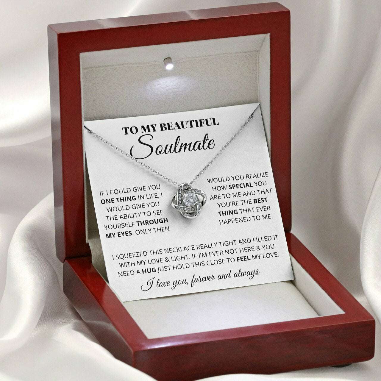 Wife Necklace, Romantic Anniversary Gift For Soulmate Necklace To My Beautiful Soulmate Gifts For Her For Karwa Chauth Rakva