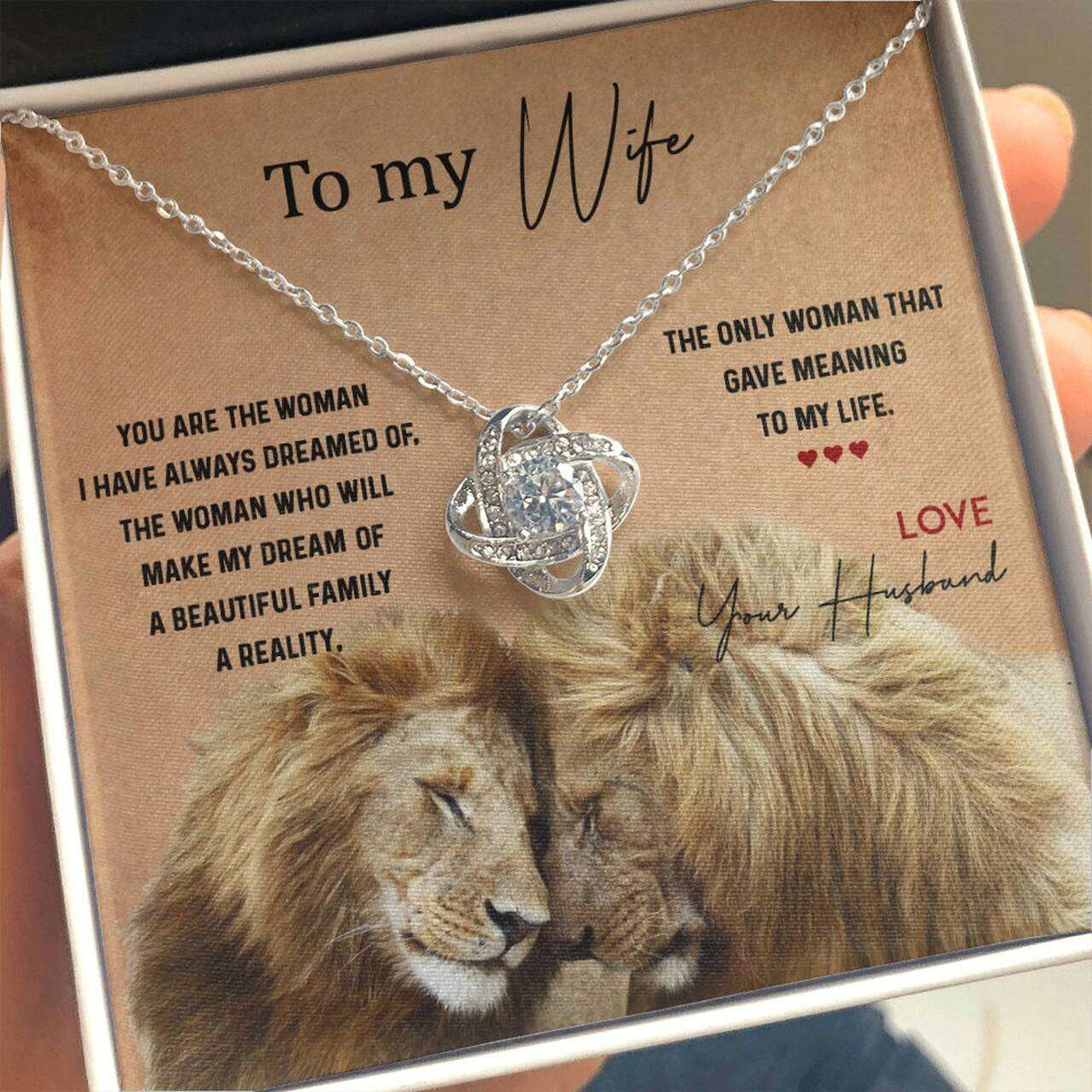 Wife Necklace, Romantic Anniversary Gift For Wife Necklace From Lion Husband To My Wife Jewerly For Karwa Chauth Rakva