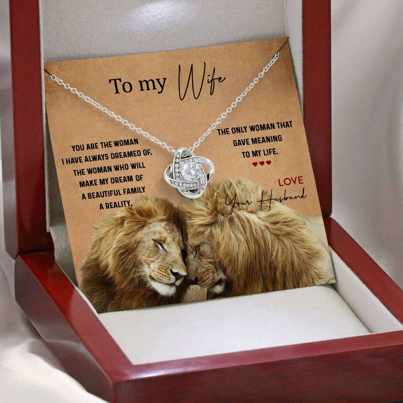 Wife Necklace, Romantic Anniversary Gift For Wife Necklace From Lion Husband To My Wife Jewerly For Karwa Chauth Rakva