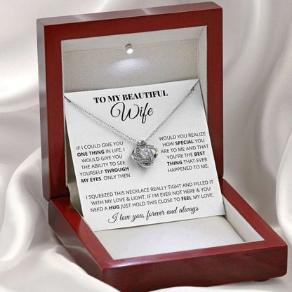 Wife Necklace, Romantic Anniversary Gift For Wife, To My Beautiful Wife Love Knot Necklace For Karwa Chauth Rakva