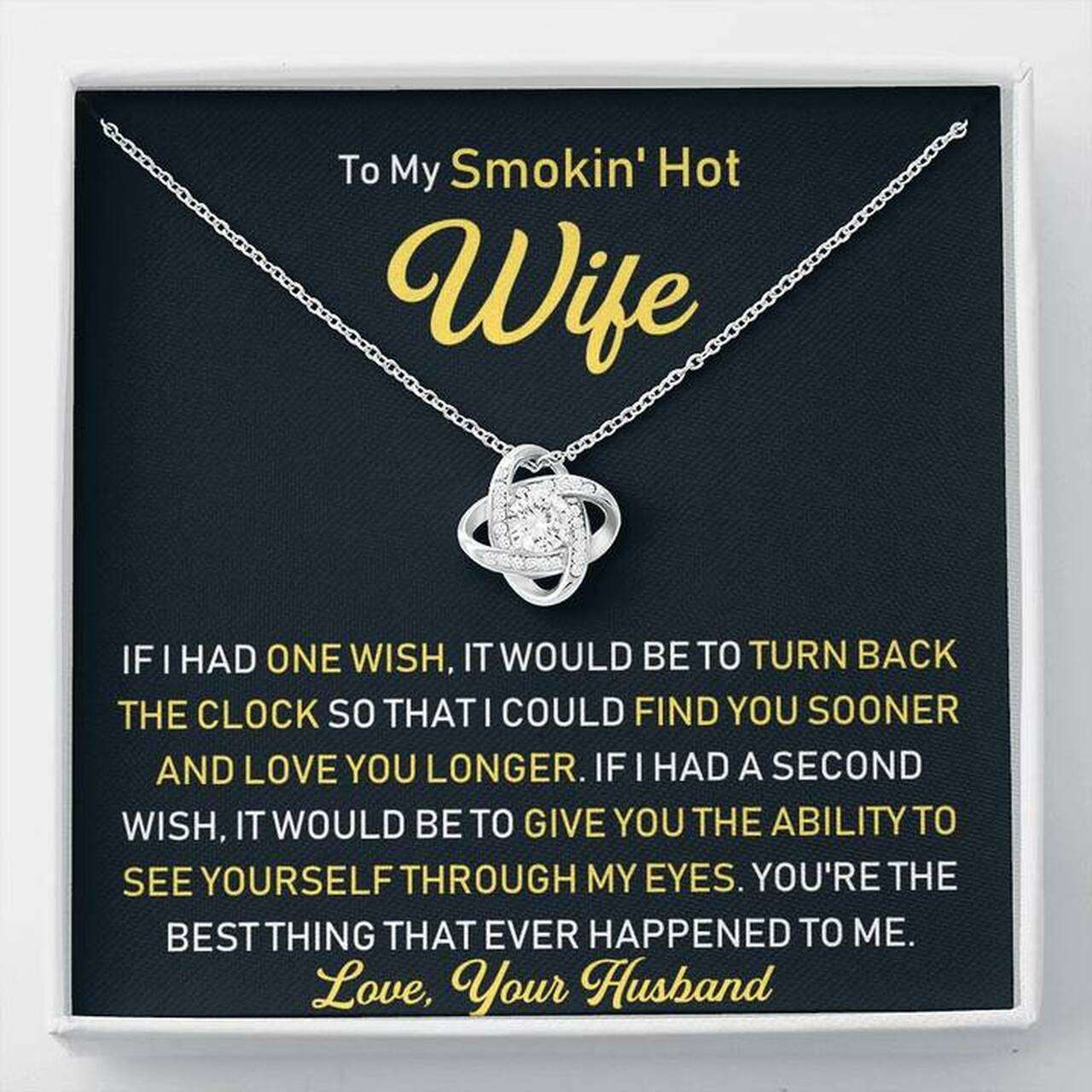 Wife Necklace, Romantic Anniversary Gift For Wife To My Smokin’ Hot Wife Necklace For Karwa Chauth Rakva