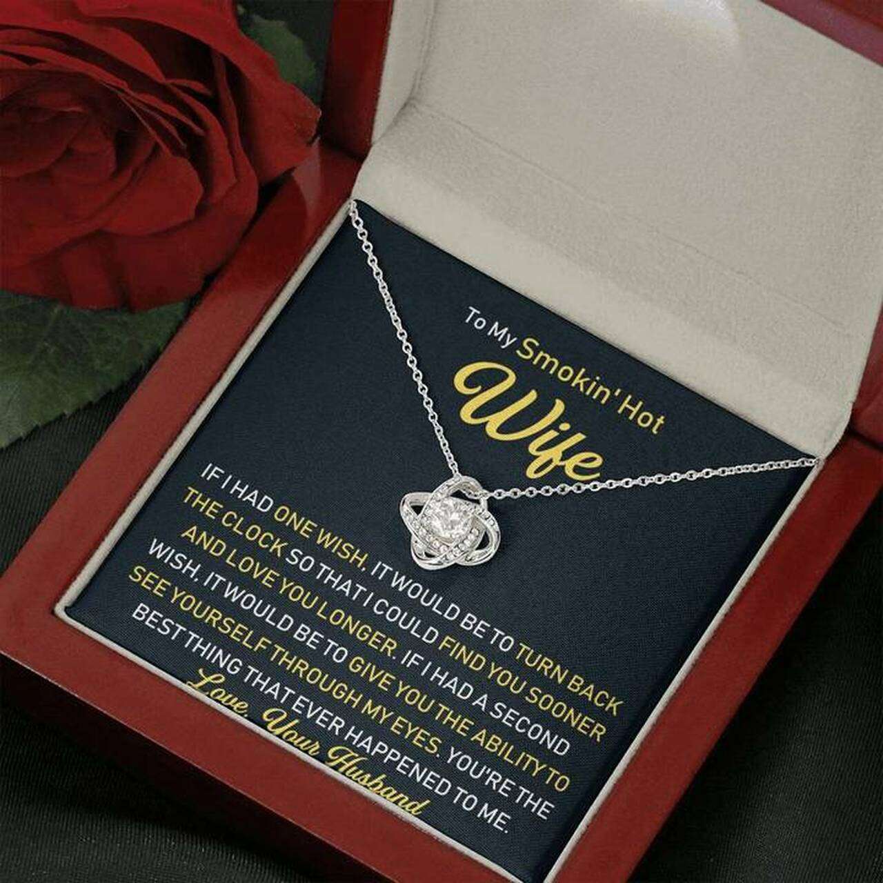 Wife Necklace, Romantic Anniversary Gift For Wife To My Smokin’ Hot Wife Necklace For Karwa Chauth Rakva