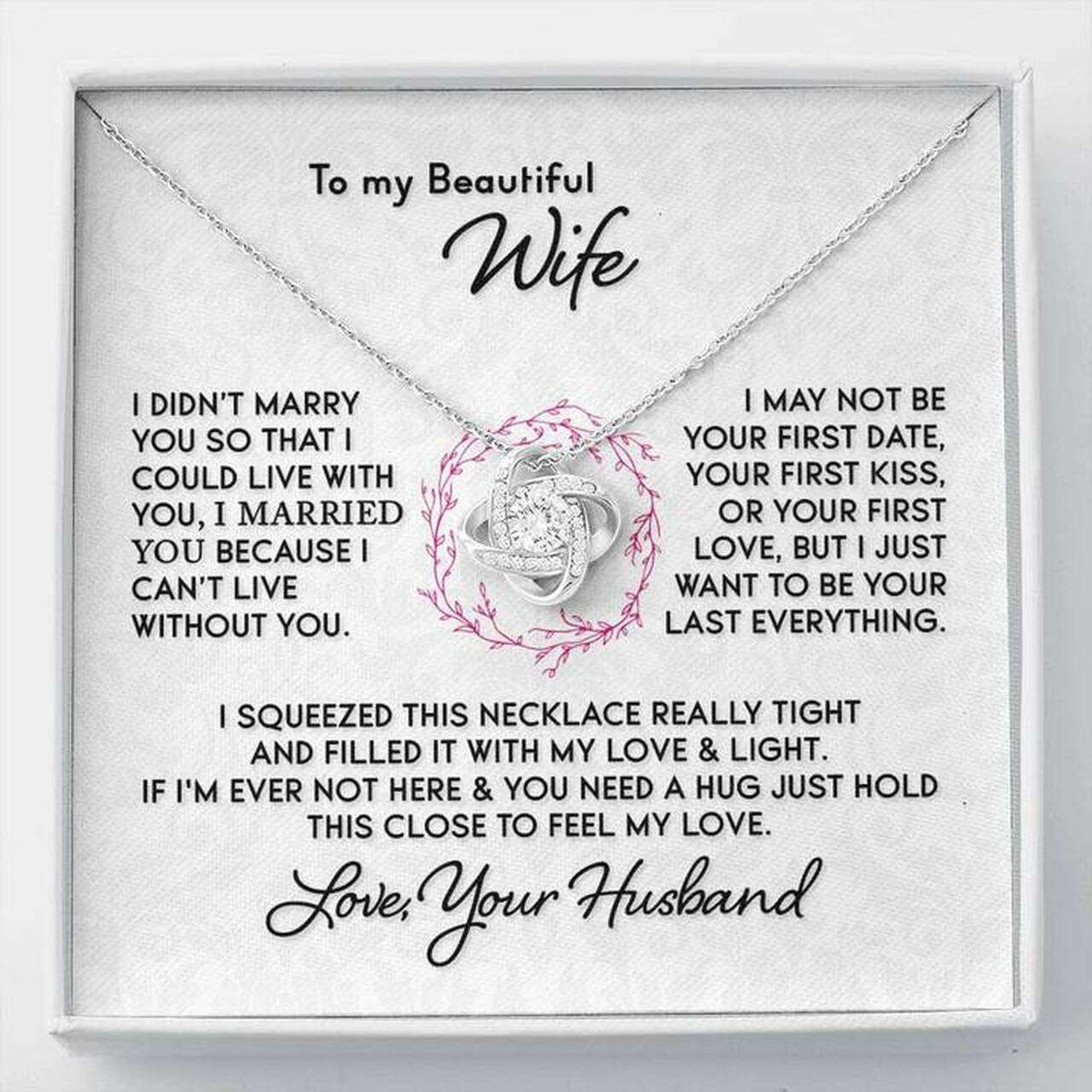 Wife Necklace, Romantic Anniversary Gift To My Beautiful Wife Necklace For Karwa Chauth Rakva