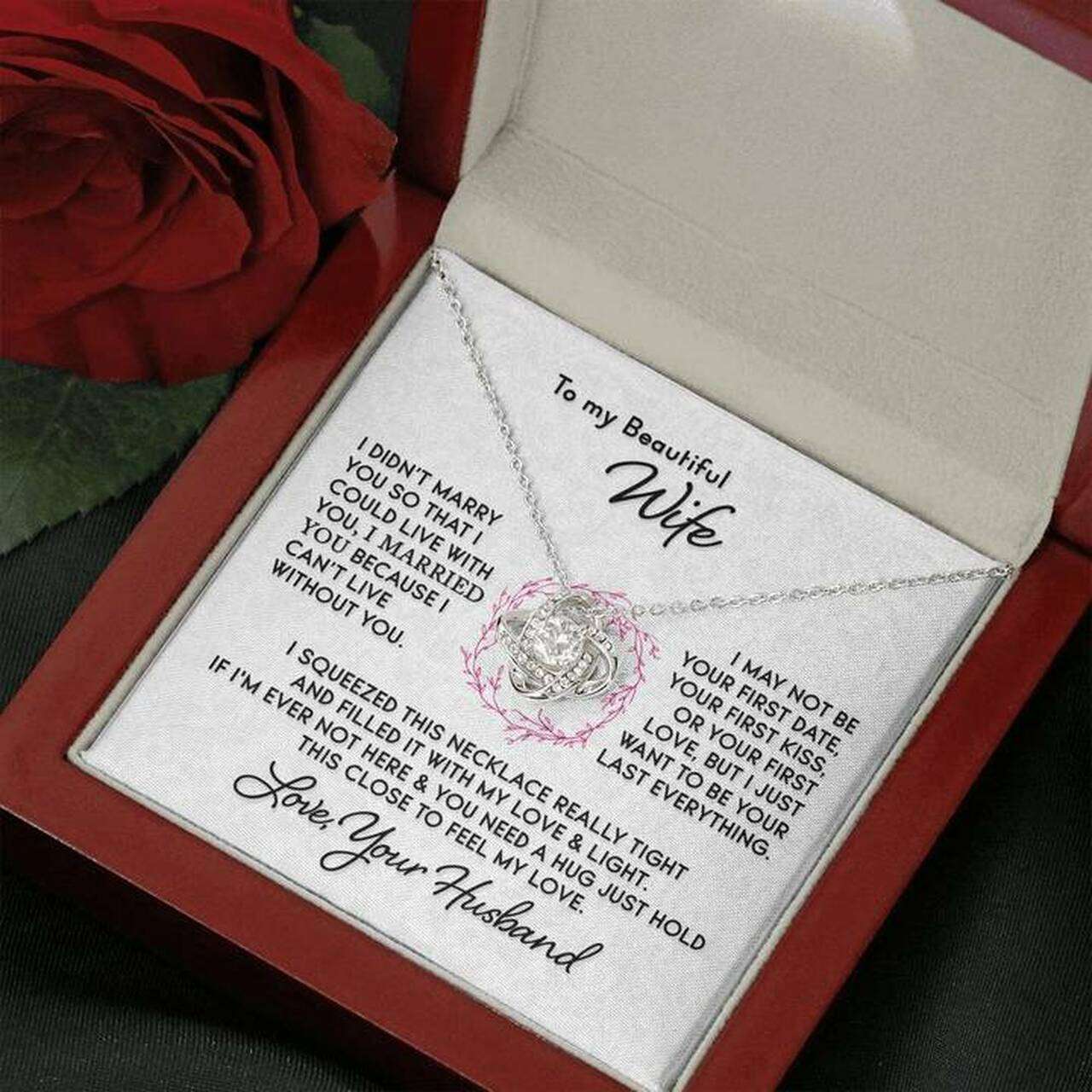 Wife Necklace, Romantic Anniversary Gift To My Beautiful Wife Necklace For Karwa Chauth Rakva