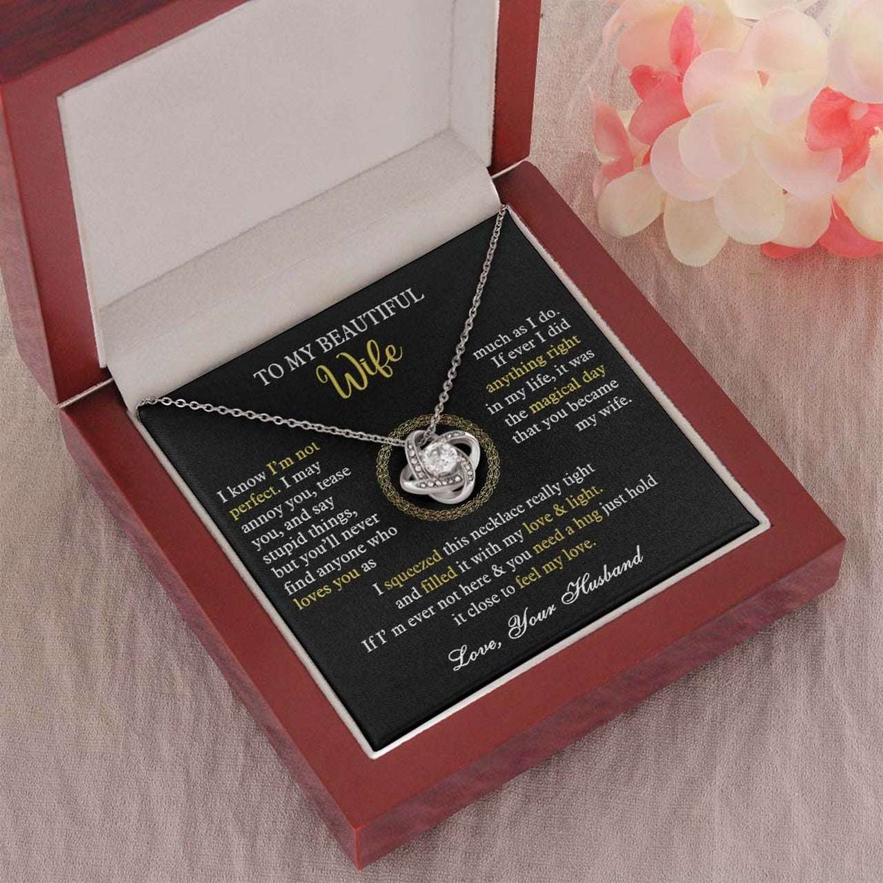 Wife Necklace, Romantic Gift For Wife Anniversary Gift To My Beautiful Wife Necklace For Karwa Chauth Rakva