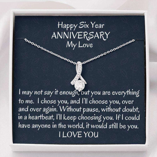 Wife Necklace, Sixth Wedding Anniversary Beautiful Wife Gift, Sixth Year Anniversary Necklace Gift For Her Anniversary For Karwa Chauth Rakva