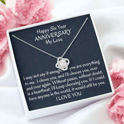 Wife Necklace, Sixth Wedding Anniversary Love Knot Wife Gift, Sixth Year Anniversary Necklace Gift For Her Anniversary For Karwa Chauth Rakva