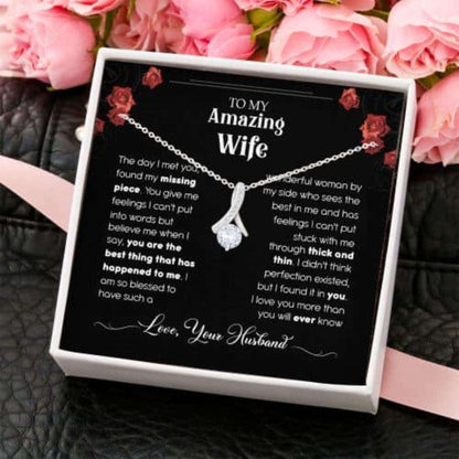 Wife Necklace, To My Amazing Wife Necklace, Gift For Wife From Husband, My Missing Piece, Wife Gift, Alluring Beauty Necklace For Karwa Chauth Rakva