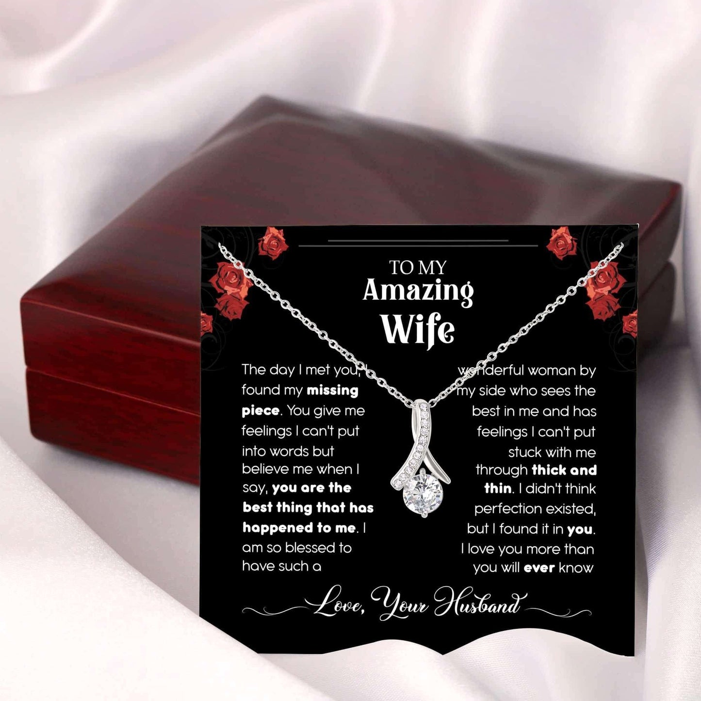 Wife Necklace, To My Amazing Wife Necklace, Gift For Wife From Husband, My Missing Piece, Wife Gift, Alluring Beauty Necklace For Karwa Chauth Rakva