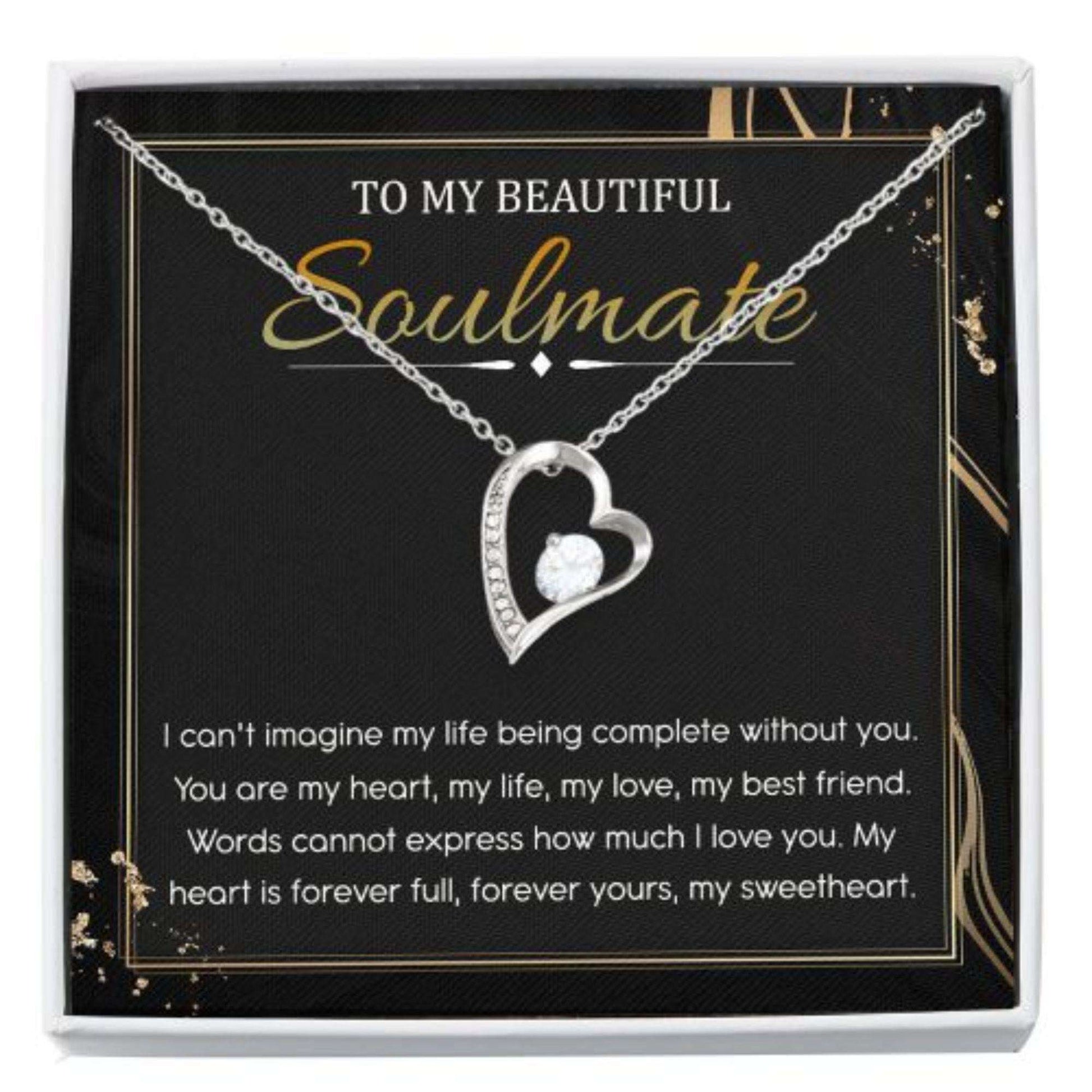 Wife Necklace, To My Beautiful Soulmate Necklace, Soulmate Gift, Gift For Wife From Husband, Forever Love For Karwa Chauth Rakva