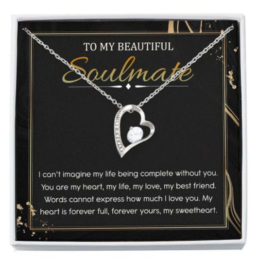 Wife Necklace, To My Beautiful Soulmate Necklace, Soulmate Gift, Gift For Wife From Husband, Forever Love For Karwa Chauth Rakva