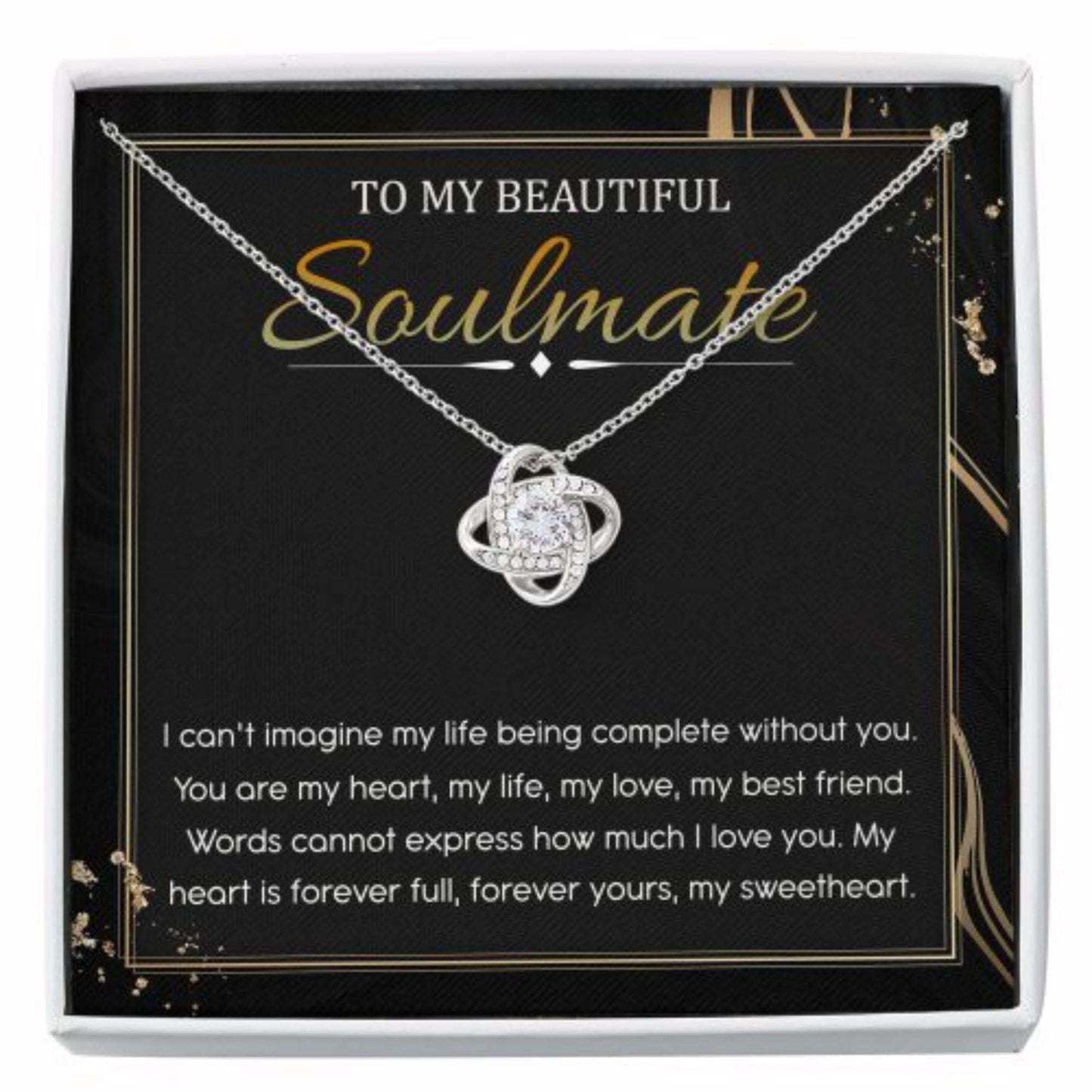 Wife Necklace, To My Beautiful Soulmate Necklace, Soulmate Necklace, Soulmate Gift, Gift For Wife Love Knot Necklace For Karwa Chauth Rakva