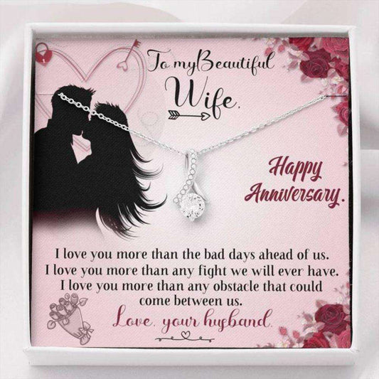 Wife Necklace, To My Beautiful Wife Any Fight Alluring Beauty Necklace Anniversary Gift For Karwa Chauth Rakva