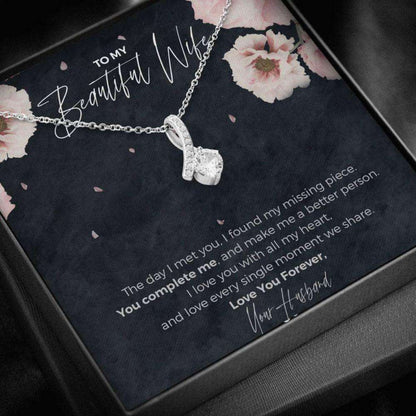 Wife Necklace, To My Beautiful Wife, Eternal Love Necklace “ Anniversary Gift For Wife For Karwa Chauth Rakva