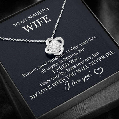 Wife Necklace, To My Beautiful Wife, Gift For Wife From Husband, Wife Husband Gift, Anniversary Necklace Gifts Wife For Karwa Chauth Rakva