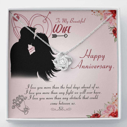 Wife Necklace, To My Beautiful Wife Happy Anniversary Love Knot Necklace For Karwa Chauth Rakva