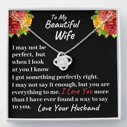 Wife Necklace, To My Beautiful Wife I Love You Love Knot Necklace , Anniversary Birthday Gift For Wife For Karwa Chauth Rakva