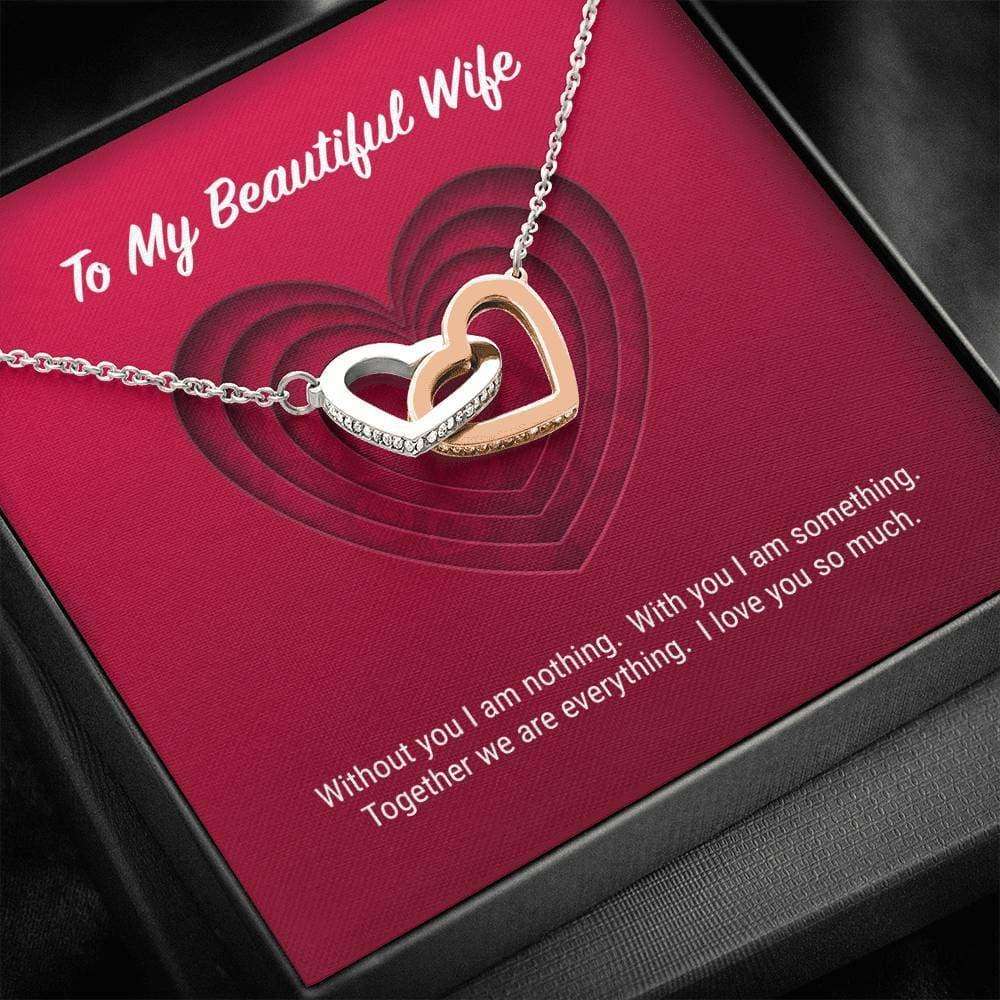 Wife Necklace, To My Beautiful Wife Interlocking Hearts Necklace For Karwa Chauth Rakva