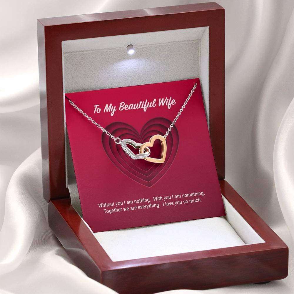 Wife Necklace, To My Beautiful Wife Interlocking Hearts Necklace For Karwa Chauth Rakva