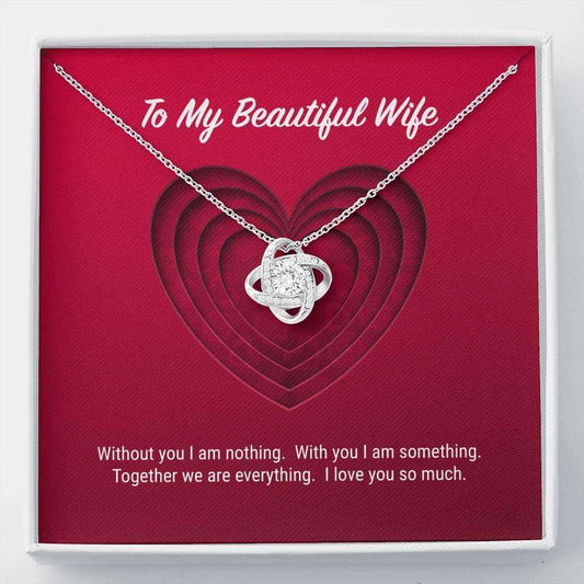 Wife Necklace, To My Beautiful Wife Love Knot Necklace For Karwa Chauth Rakva