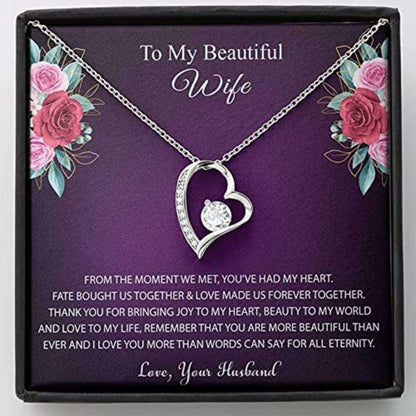 Wife Necklace, To My Beautiful Wife, Lovely Necklace, Anniversary, Birthday, Valentine’S Day Necklace For Karwa Chauth Rakva