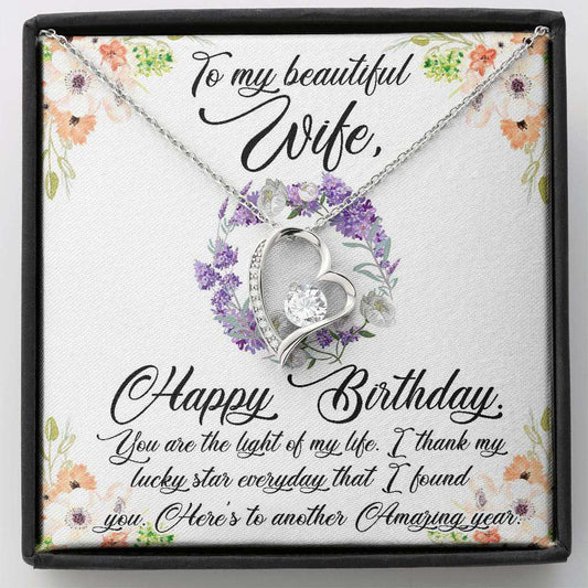 Wife Necklace, To My Beautiful Wife Necklace Gift “ The Light Of My Life Gift From Husband For Karwa Chauth Rakva