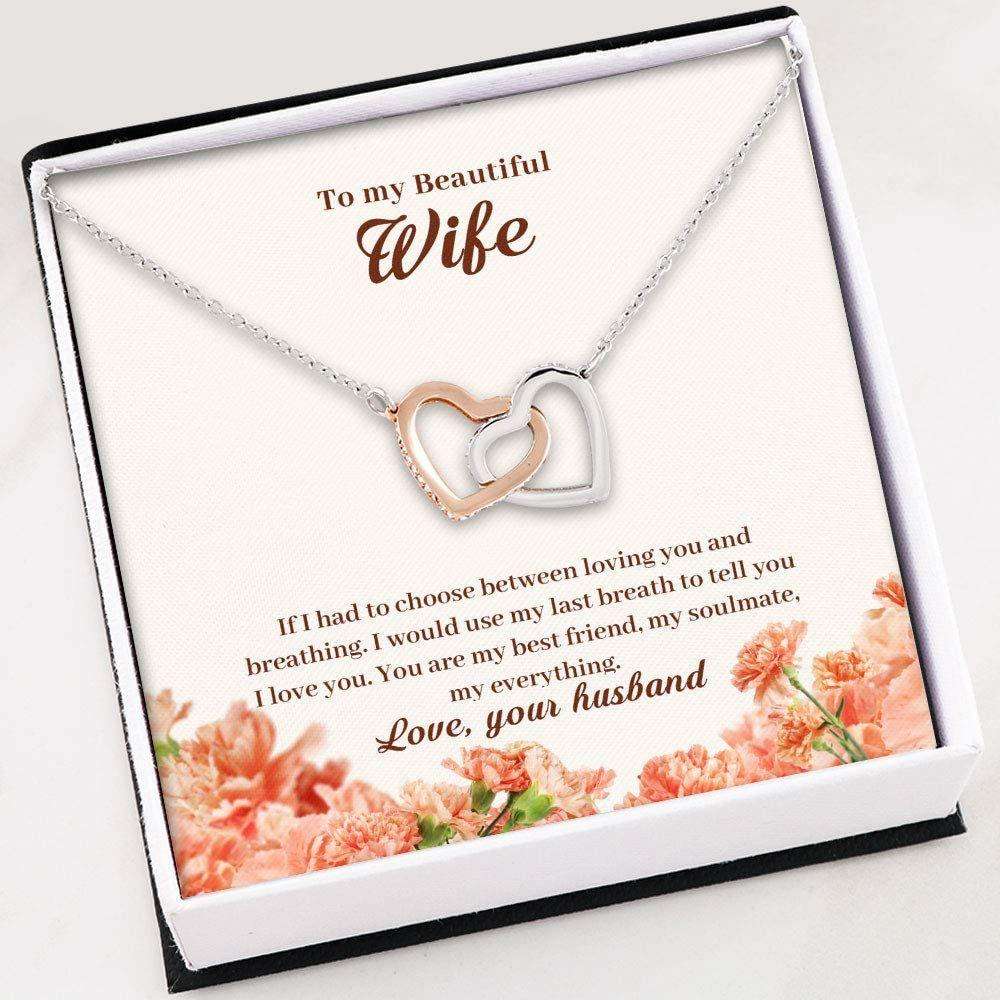 Wife Necklace “ To My Beautiful Wife Necklace “ Interlocking Hearts Necklace With Gift Box For Birthday Christmas For Karwa Chauth Rakva