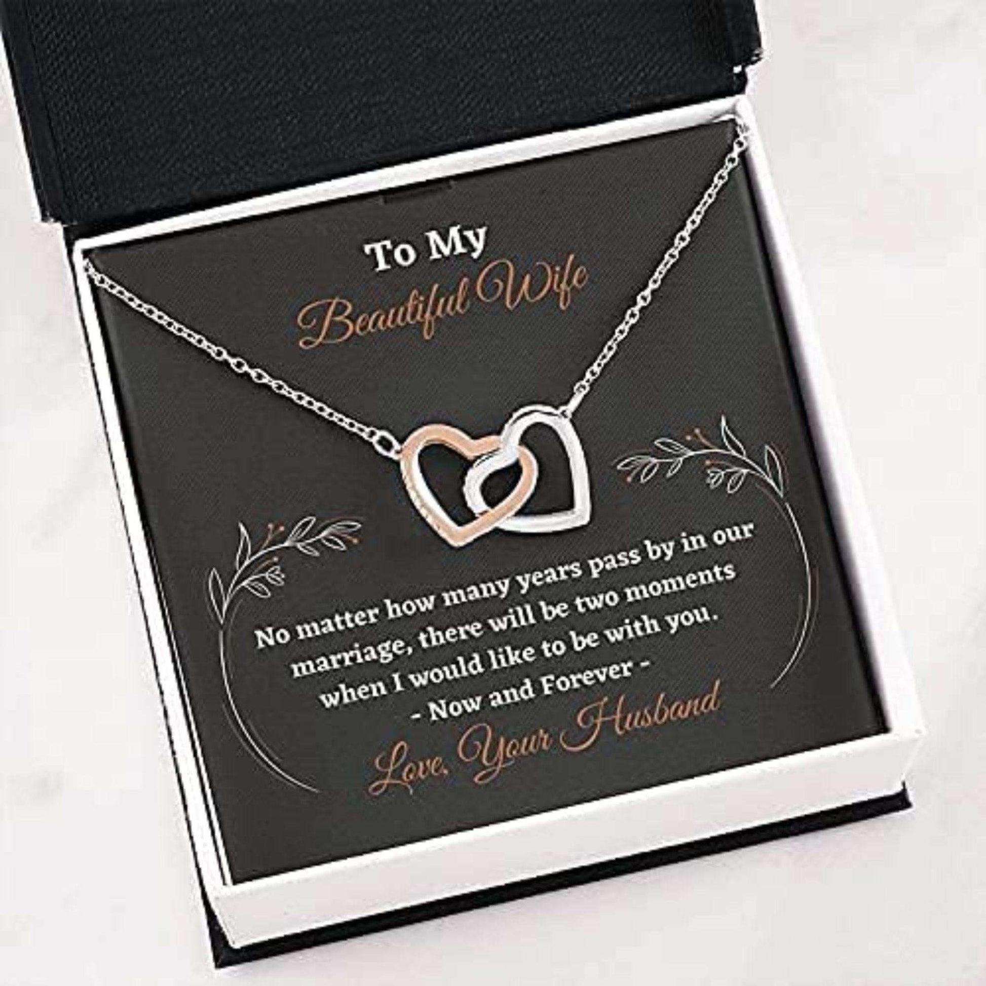 Wife Necklace, To My Beautiful Wife Necklace Message Card, Birthday, Necklace For Wife, Gift For Valentine’S Day For Karwa Chauth Rakva